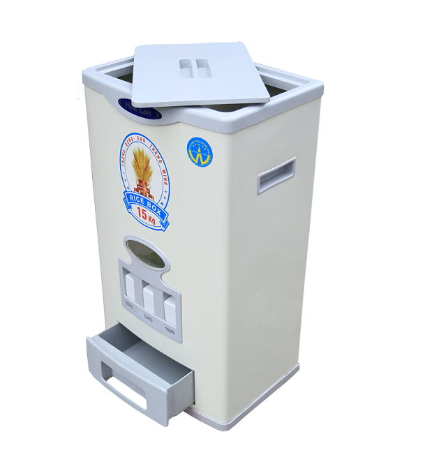 Thùng đựng gạo thông minh Hoa Lan 15kg HL-15 Thùng đựng gạo thông minh Hoa Lan 15kg HL-15