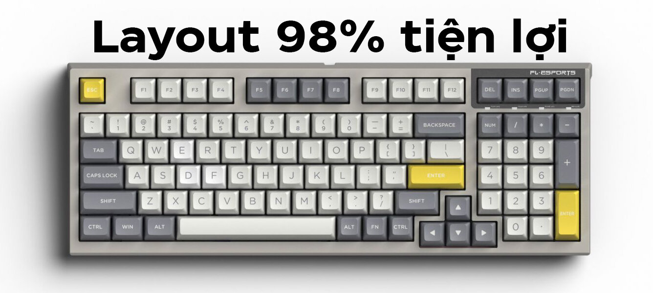 Bàn phím cơ không dây FLEsport FL980 SAM Grey & White RGB