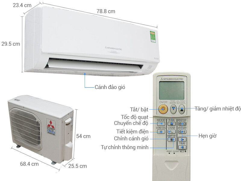 Máy lạnh Mitsubishi Electric Inverter 1.5 HP MSY GH13VA Máy lạnh Mitsubishi Electric Inverter 1.5 HP MSY GH13VA