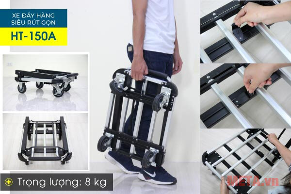 Xe đẩy hàng 4 bánh siêu rút gọn Advindeq HT-150A