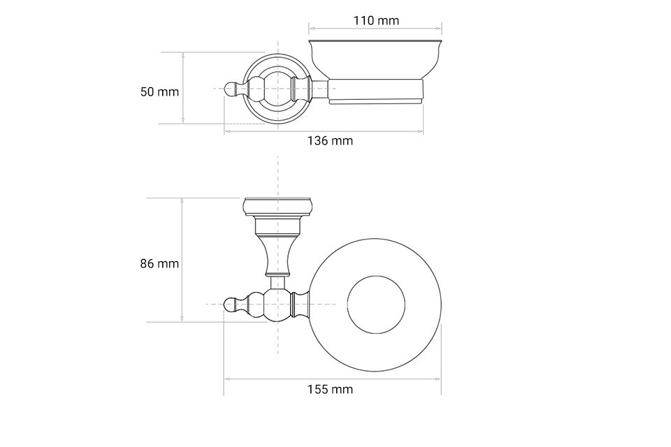 Giá để xà phòng bằng đồng Kanly GCK04B bản vẽ