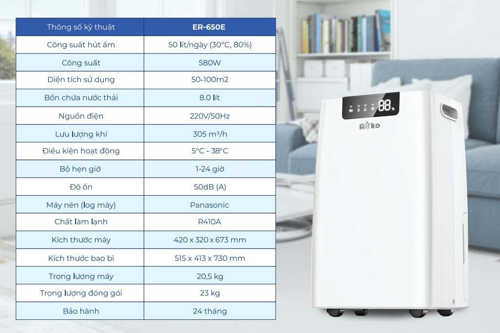 Máy hút ẩm công nghiệp Airko ER-650E Máy hút ẩm công nghiệp Airko ER-650E