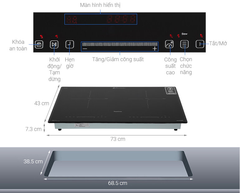 Bếp đôi điện từ Nagakawa NK2C08MS