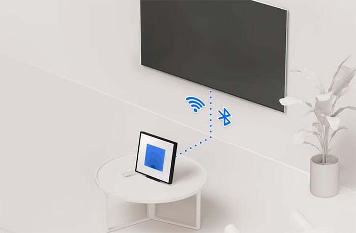 Loa có thể kết nối tivi với wifi hoặc bluetooth Loa thanh khung tranh Samsung HW-LS60D/XV