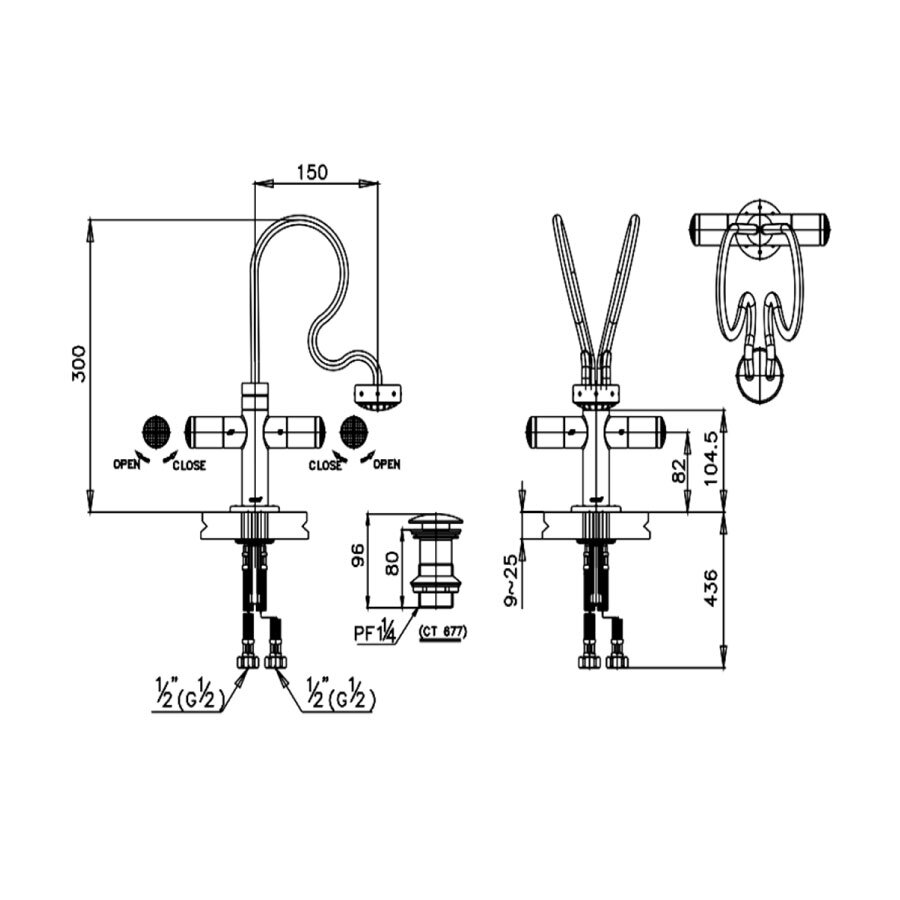Bản vẽ kỹ thuật vòi bếp COTTO nước lạnh CT2026C25ST#CUO