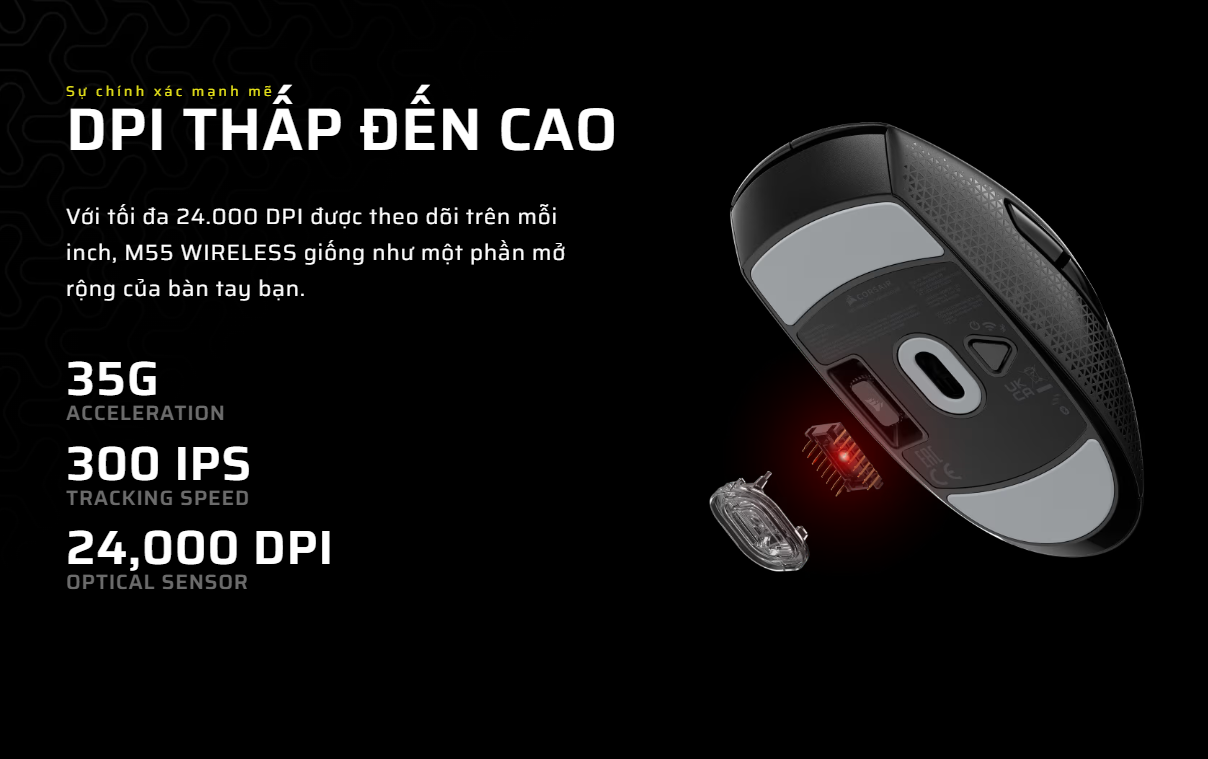 Chuột Gaming Không Dây Corsair M55 Black (CH-931F000-AP) 4