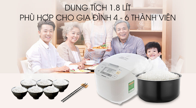 Nồi cơm điện tử Panasonic 1.8 lít SR-ZE185WRAM