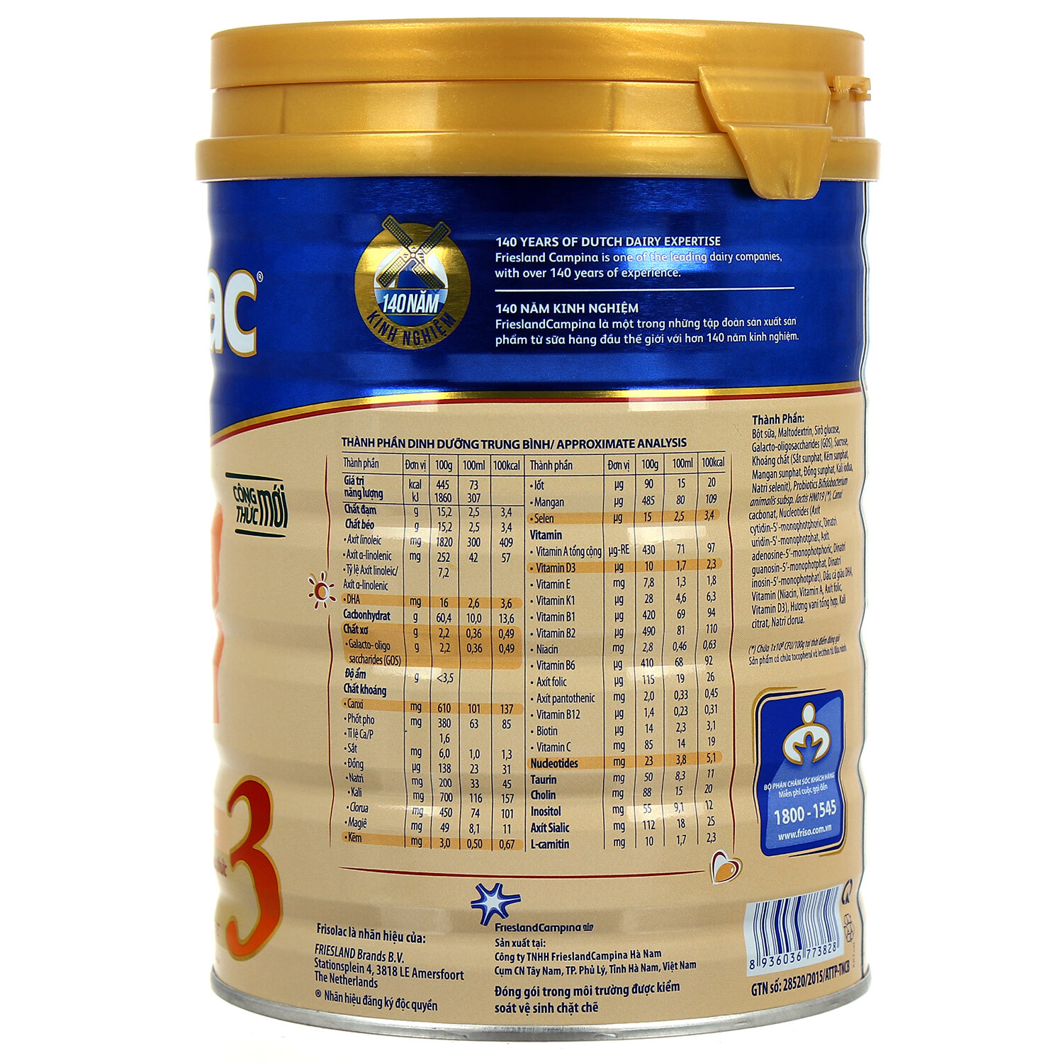  Sữa Frisolac Gold 3 900g (1  -2 tuổi)