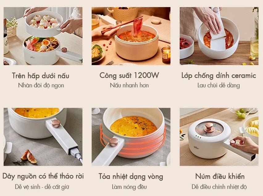 Lòng nồi phẳng tỏa nhiệt đều Bear DRG-F30H1