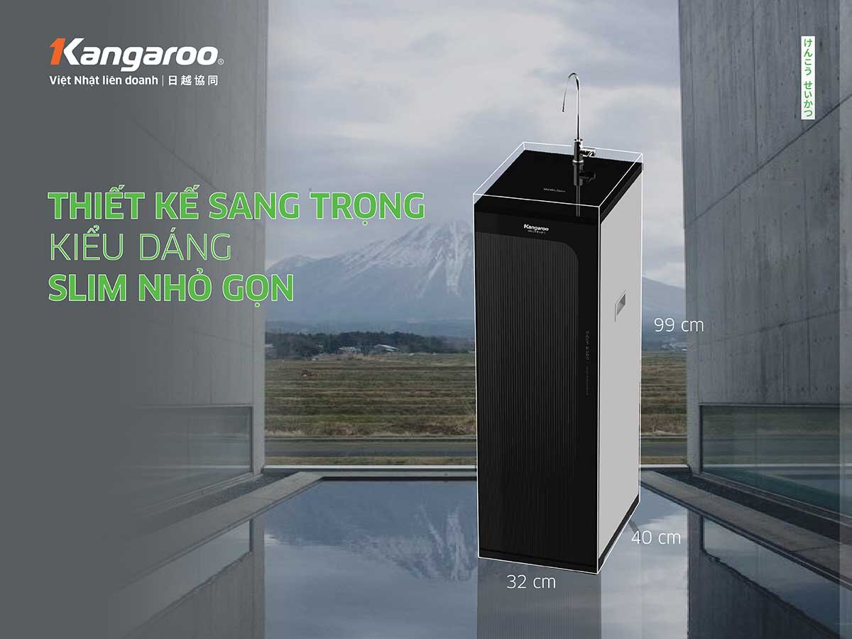 Máy lọc nước RO Hydrogen Kangaroo 10 lõi KG100HC2 có thiết kế tủ đứng sang trọng