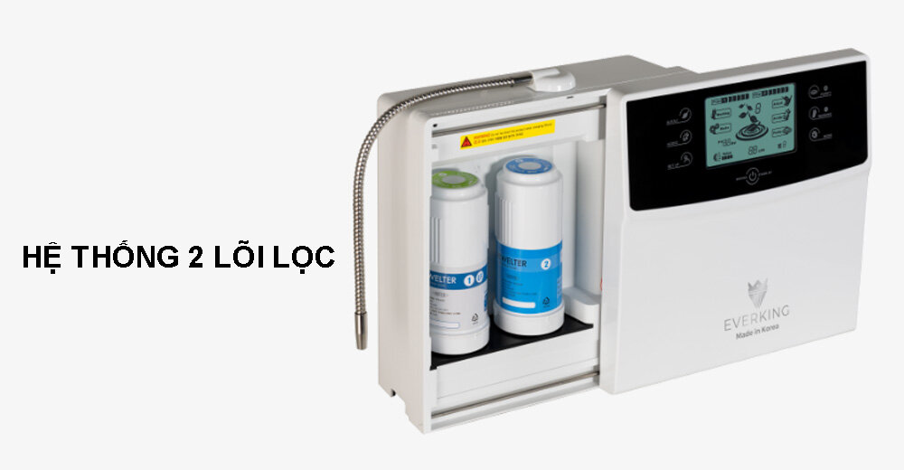 Máy lọc nước điện giải Ion kiềm Everking Ek-99 gồm 2 lõi lọc
