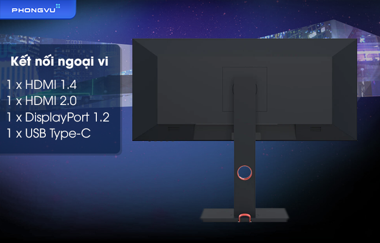 Màn hình LC-Power LC-M26 trang bị các cổng kết nối bao gồm: USB Type-C, HDMI 1.4, HDMI 2.0, DisplayPort 1.2 và jack cắm 3.5mm cho tai nghe