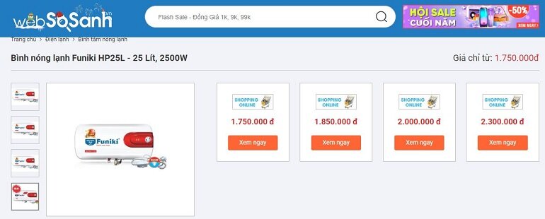 Bình nóng lạnh Funiki HP25L - 25 Lít, 2500W