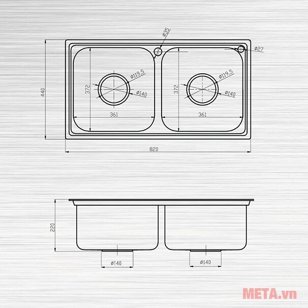 Chậu rửa bát Sơn Hà S82 inox Sus 304 cao cấp
