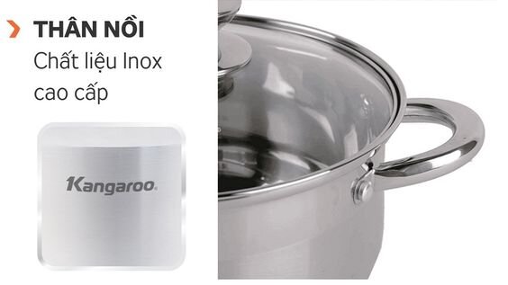Nồi inox đơn Kangaroo size 16 KG878S - hình 2