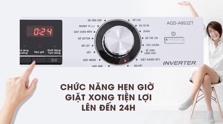 Máy giặt AQUA 8.5KG AQD-A852ZT lồng ngang