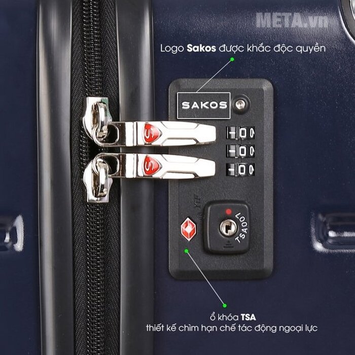 Vali nhựa Sakos khung dây kéo Beryl Suitcase Z22 (36x23x56cm)