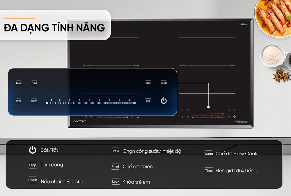Bếp Đôi Điện Từ Mama MMB82172-MMC đảm bảo an toàn