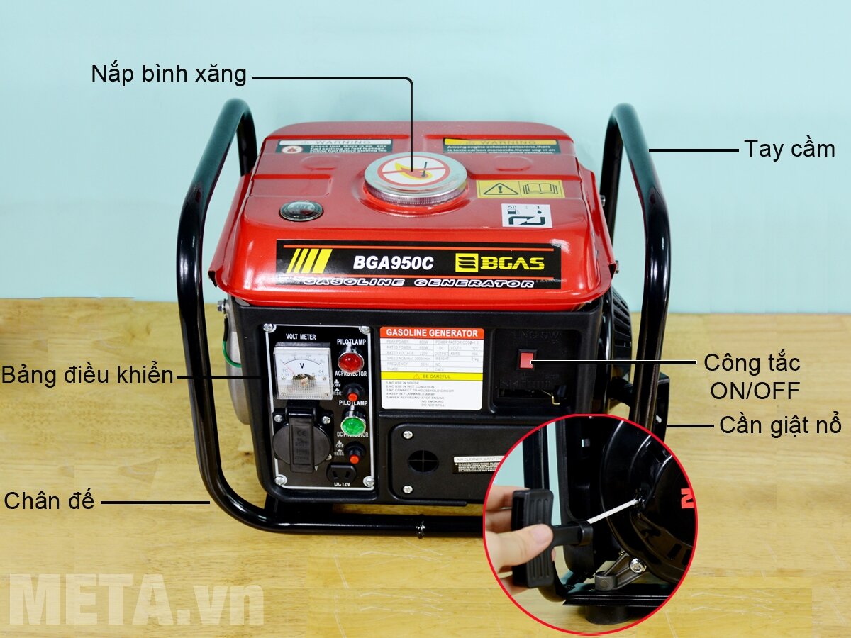 Máy phát điện chạy xăng Bgas BGA950B (BGA950C) 0.8KVA