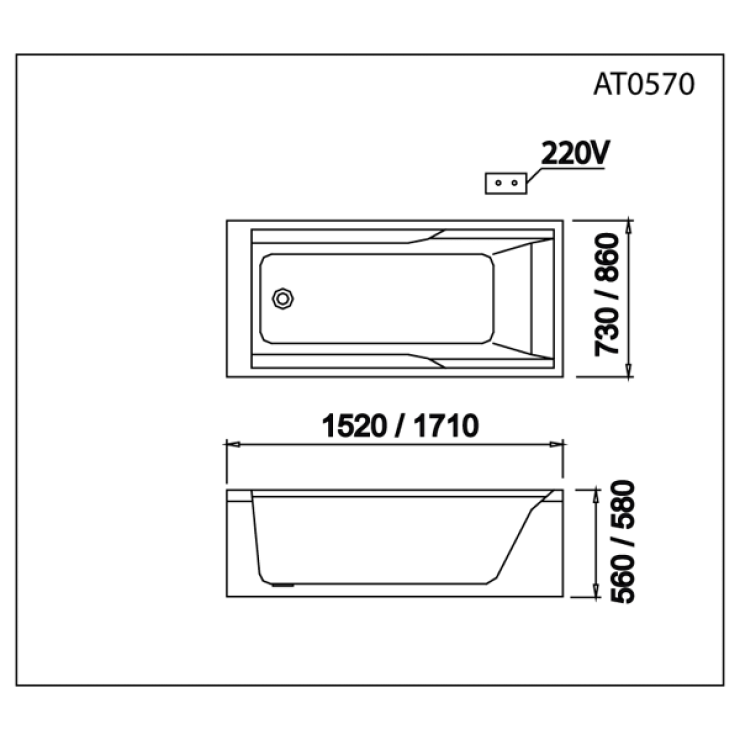 Bồn Tắm Dài Caesar AT0570 1.7M