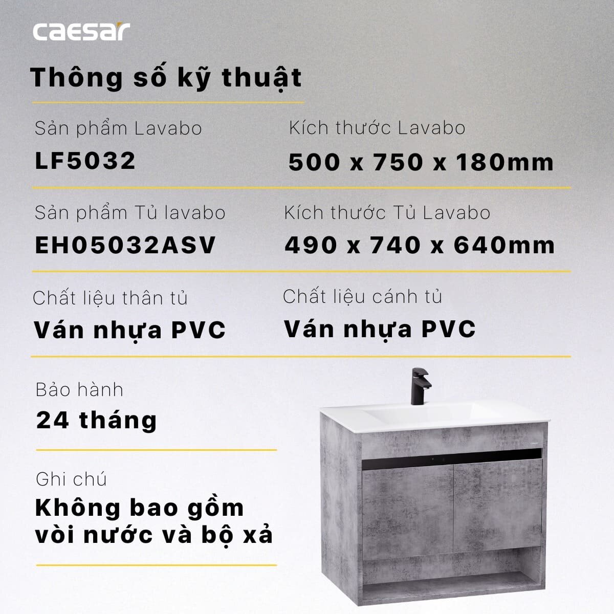 Đặc điểm nổi bật của tủ chậu cabinet treo màu xám đậm Caesar LF5032+EH05032ASV