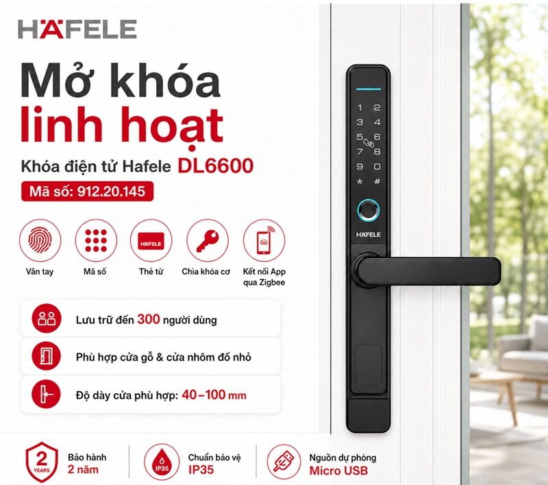 Khóa điện tử Hafele DL6600 912.20.145