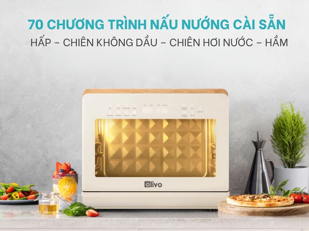 Nồi chiên hơi nước Olivo SF20 Pro có đến 70 chương trình nấu tự động