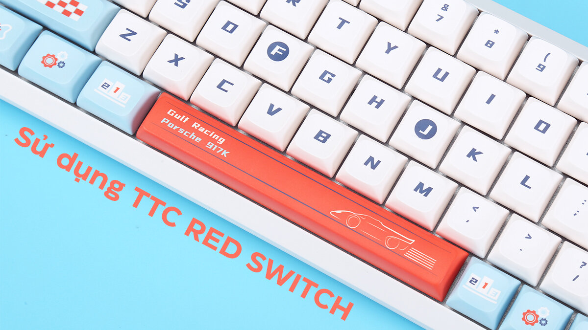 Bàn phím cơ không dây Darmoshark K5 Gulf Racing RGB (USBC/RGB/PBT/2300mAh/TTC Silent Red V3 sw)