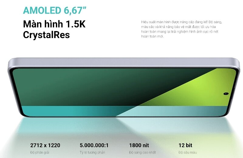 Xiaomi Redmi Note 13 Pro 5G 8GB/256GB màn hình