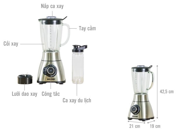 Cấu tạo máy xay sinh tố BioChef Galaxy Pro10 Cấu tạo máy xay sinh tố BioChef Galaxy Pro10
