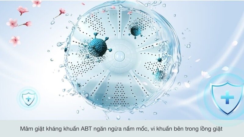 Máy giặt Aqua Inverter 10Kg AQW-DR100JT.BK mâm giặt kháng khuẩn