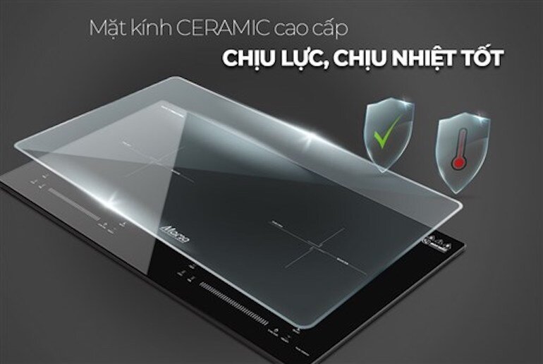 Sử dụng mặt kính Ceramic bền bỉ, cao cấp 