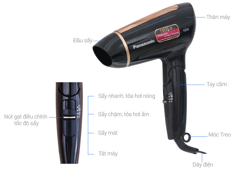 Máy sấy tóc Panasonic EH-ND30-K645 Đen Máy sấy tóc Panasonic EH-ND30-K645 Đen