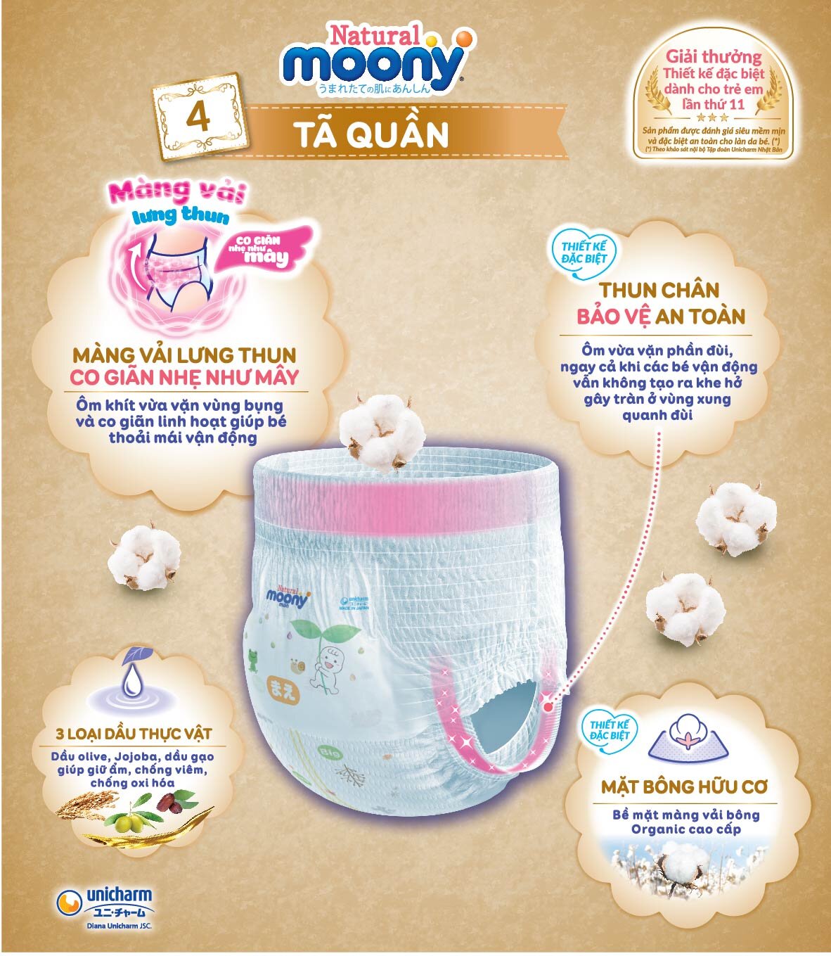 Tã quần Moony Natural 