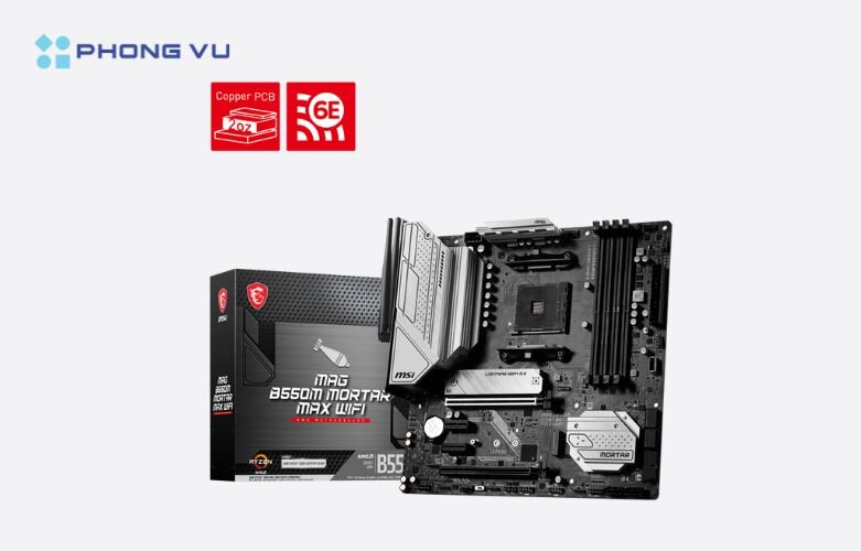 Bo mạch chủ MSI MAG B550M MORTAR MAX WIFI có khả năng ép xung và hỗ trợ đa GPU tăng trải nghiệm làm việc, chơi game của người dùng