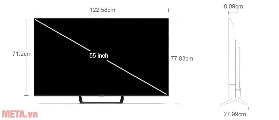 Kích thước tivi Xiaomi L55M8-A2SEA Tivi Xiaomi 4K A Pro 55 inch L55M8-A2SEA