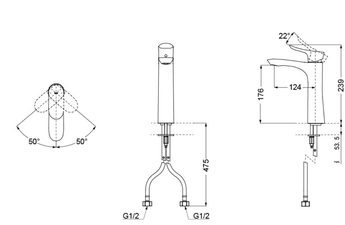Bản vẽ kỹ thuật vòi chậu rửa mặt TOTO TLG01306 B