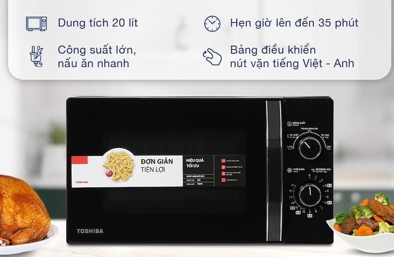 Lò vi sóng Toshiba MWP-MM20P 3 Lò vi sóng Toshiba MWP-MM20P được trang bị công suất 700W