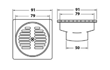 Bản vẽ kỹ thuật phễu thoát sàn American Standard A-8200-N
