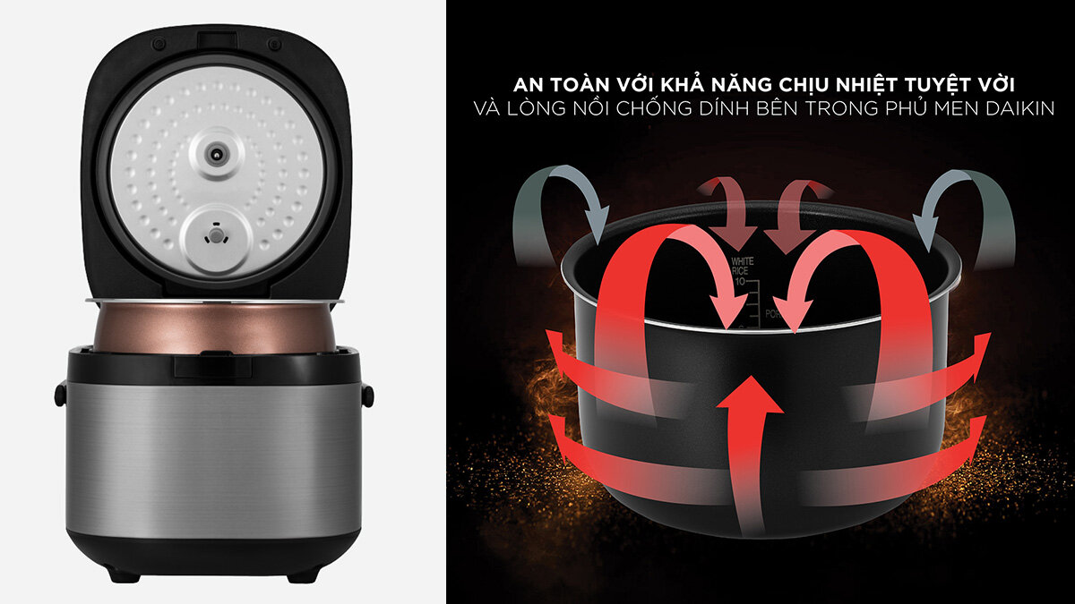 Cuckoo CR-1050F/SIBKCRVNCV có dung tích 1.8 lít cùng lòng nồi giữ nhiệt