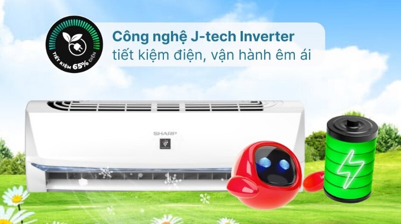 Điều hòa Sharp Inverter 18000 BTU 1 chiều AH-XP18BSW công nghệ tiết kiệm điện