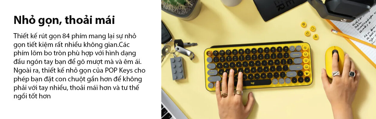 Bàn phím không dây Logitech Pop Keys Blast Yellow (USB/Bluetooth/Vàng-Đen) 6