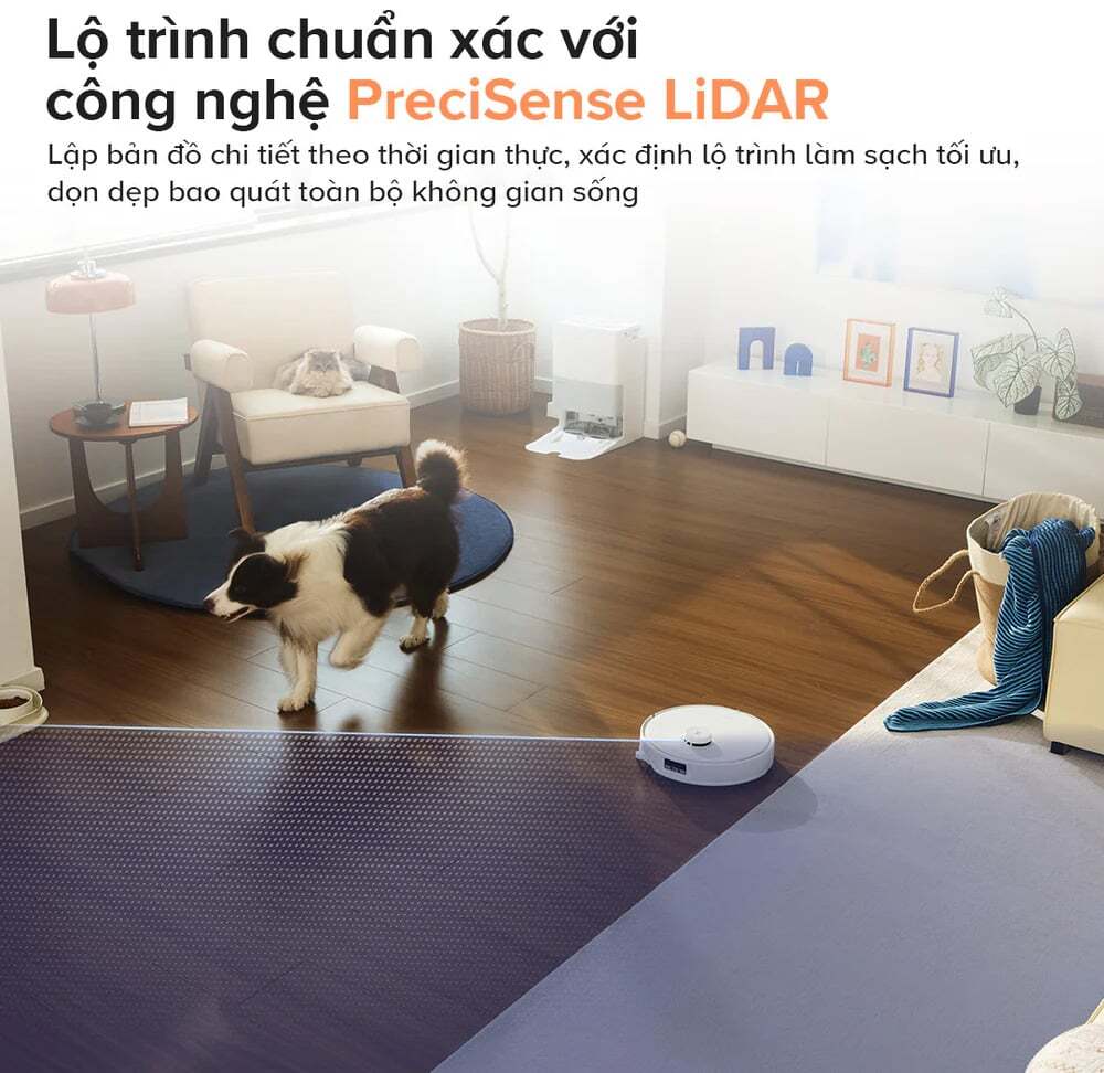 Công nghệ điều hướng PreciSense LiDAR – Lộ trình tối ưu Robot Roborock Qrevo Edge 5V1