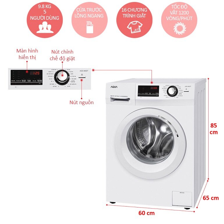 Máy giặt Aqua Inverter 9.8 kg AQD-D980AZT