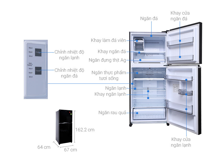 Tủ lạnh Panasonic Inverter 363 lít NR-BD418GKVN Tủ lạnh Panasonic Inverter 363 lít NR-BD418GKVN