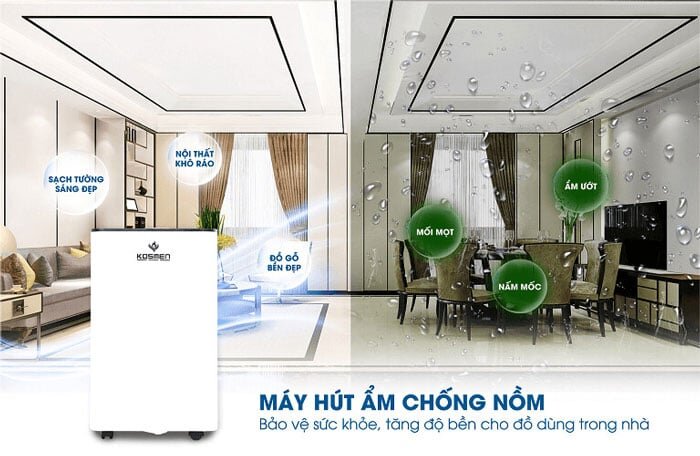 máy hút ẩm Kosmen KM 60S sử dụng được cho không gian lớn