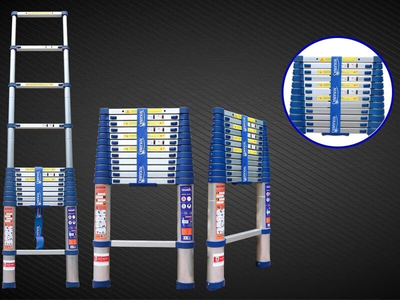 Tư thế sử dụng và gấp gọn thang Thang nhôm rút đơn