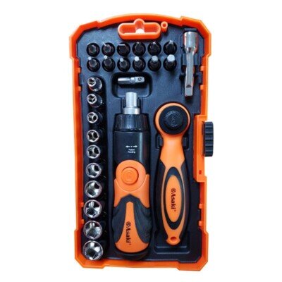 Bộ mũi vít & đầu tuýp & tay vặn 2 chiều 26 chi tiết Asaki AK-6359