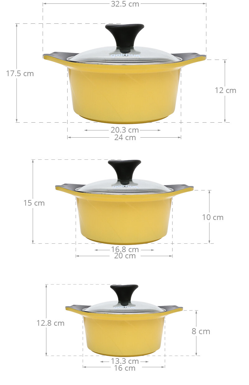 3 sản phẩm với đường kính 16 cm, 20 cm, 24 cm, nấu ăn tiện lợi 3 sản phẩm với đường kính 16 cm, 20 cm, 24 cm, nấu ăn tiện lợi