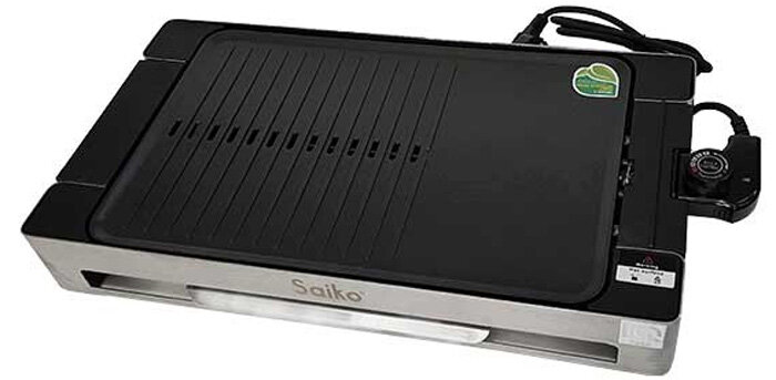 Bếp nướng điện Saiko GR-2150T có phần vỉ nướng được phủ lớp chống dính an toàn Bếp nướng điện Saiko GR-2150T